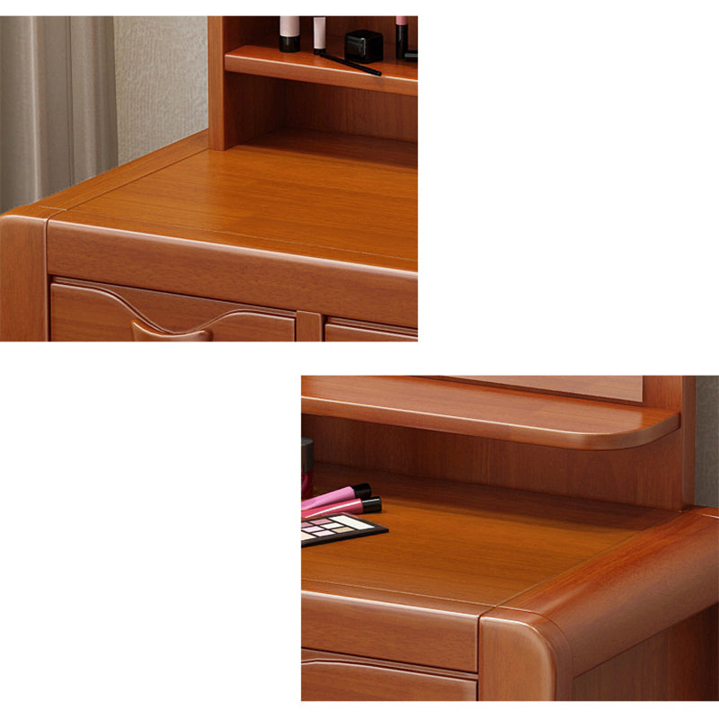 Brown Makeup Table with 2 Drawers 18.50" Wide Vanity Tables with Mirror