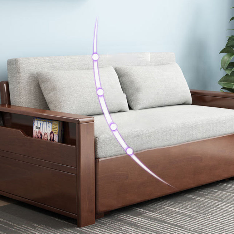 31.49" Wide Sleeper Sofa Linen Square Arms Sofa Bed with Upholstered