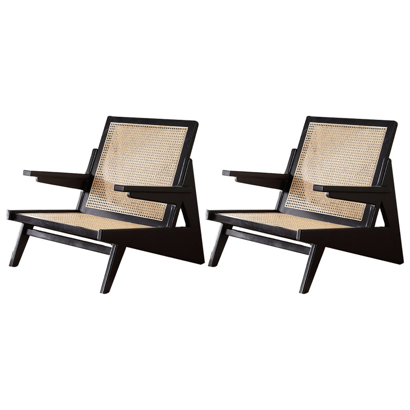 Mid-century Modern Rubberwood Solid Wood Frame Square Arms Chair