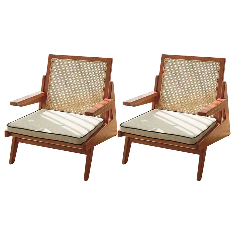 Mid-century Modern Rubberwood Solid Wood Frame Square Arms Chair