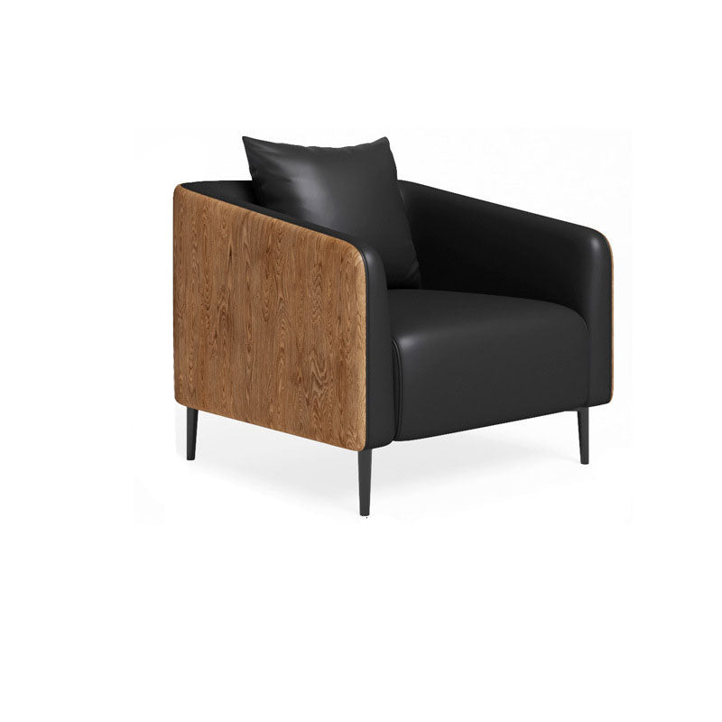 Stain Resistant Sofa Faux Leather Tuxedo Arm Sofa for Bonus Room