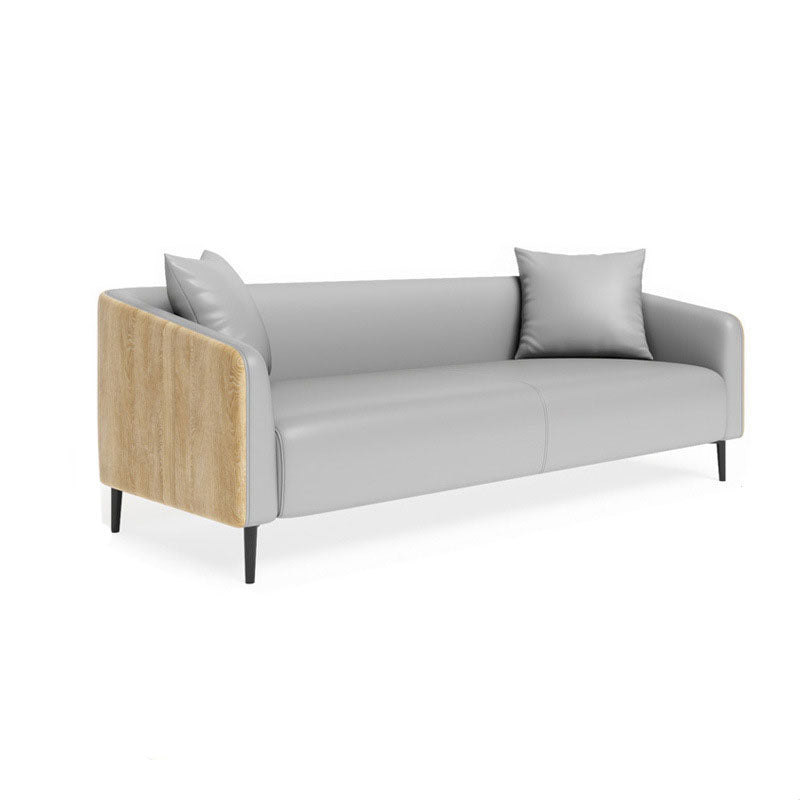 Stain Resistant Sofa Faux Leather Tuxedo Arm Sofa for Bonus Room