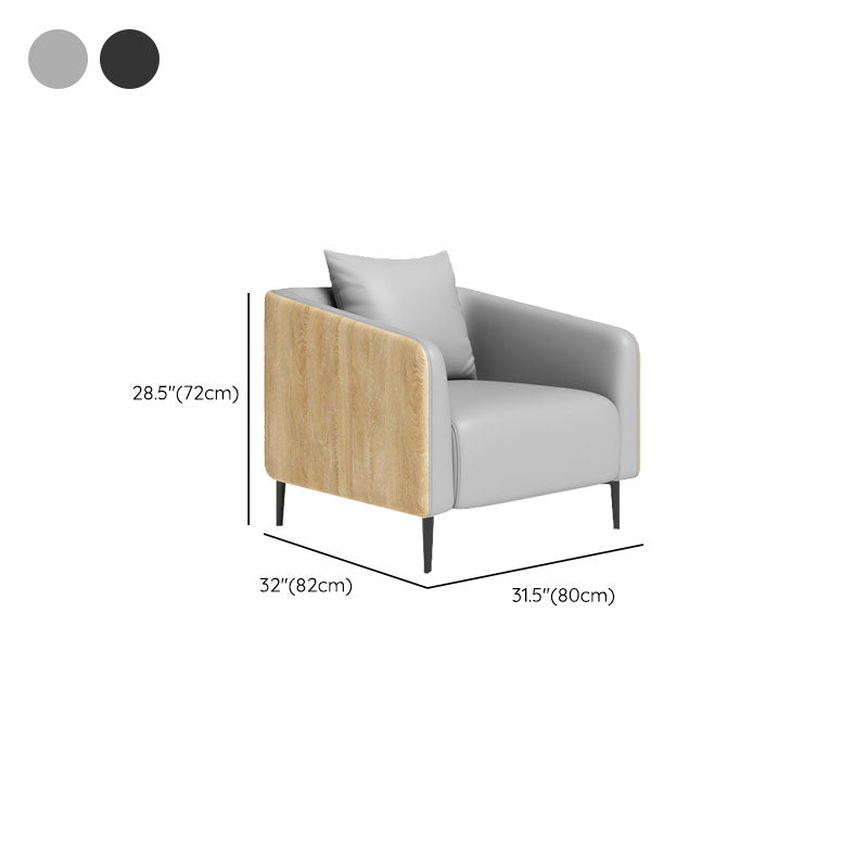 Stain Resistant Sofa Faux Leather Tuxedo Arm Sofa for Bonus Room