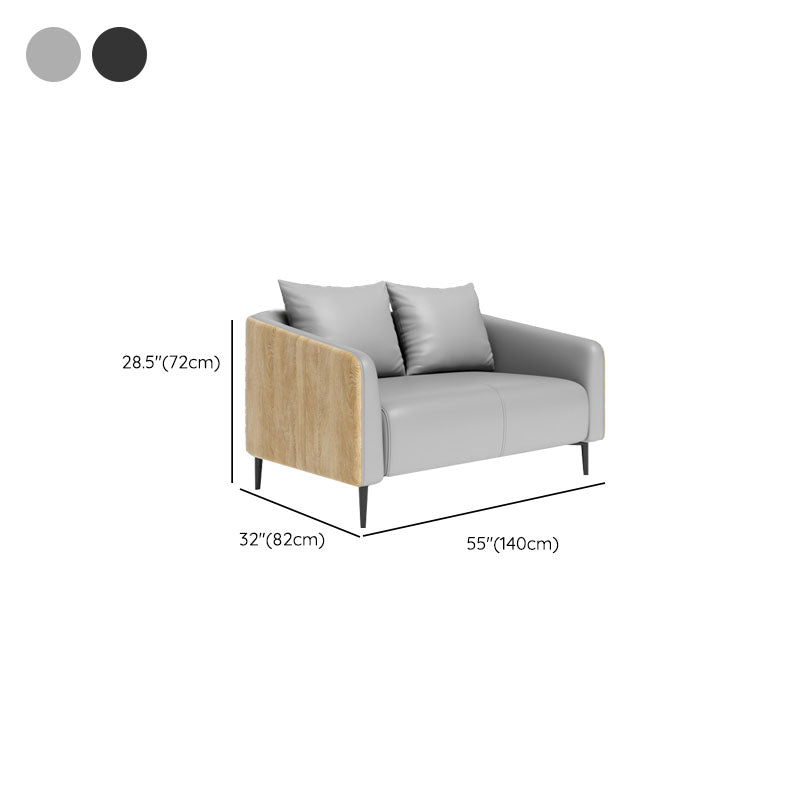Stain Resistant Sofa Faux Leather Tuxedo Arm Sofa for Bonus Room