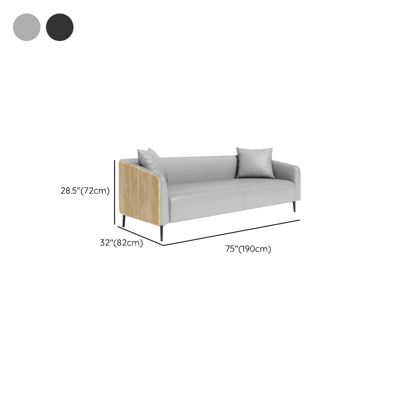 Stain Resistant Sofa Faux Leather Tuxedo Arm Sofa for Bonus Room