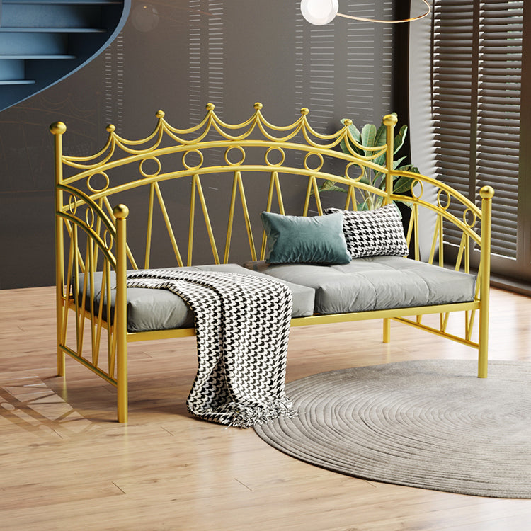 Scandinavian Iron Frame Daybed with Open-Frame Headboard and Guardrail