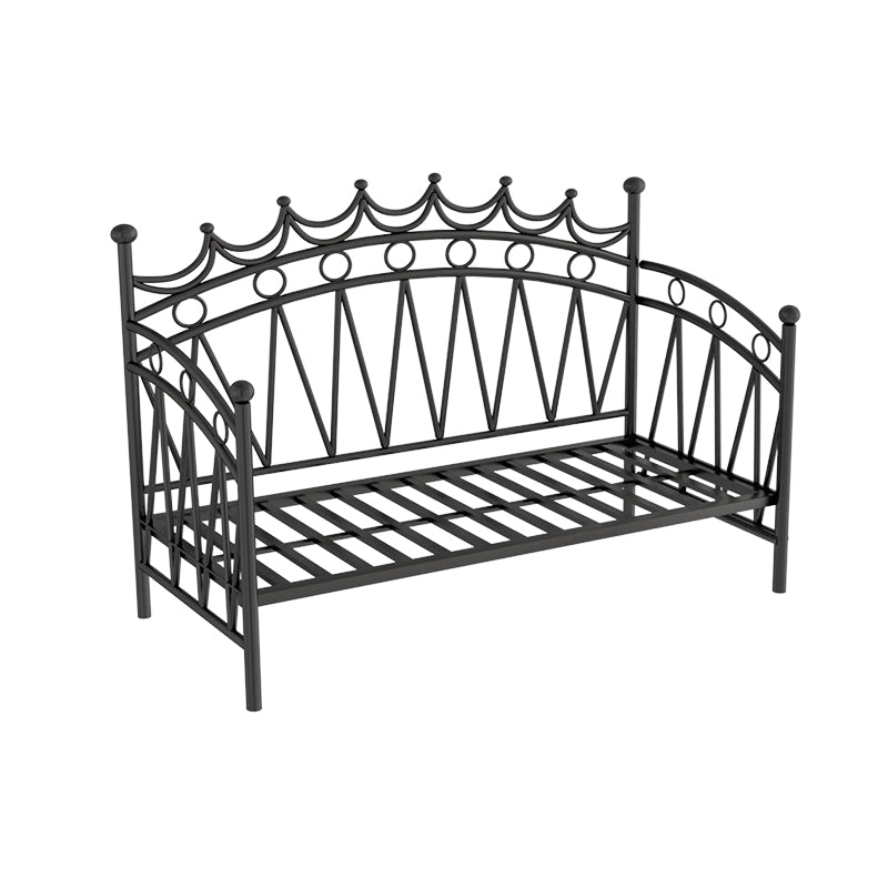 Scandinavian Iron Frame Daybed with Open-Frame Headboard and Guardrail