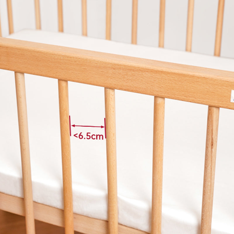 Farmhouse Nursery Bed Standard Light Wood Baby Crib with Casters