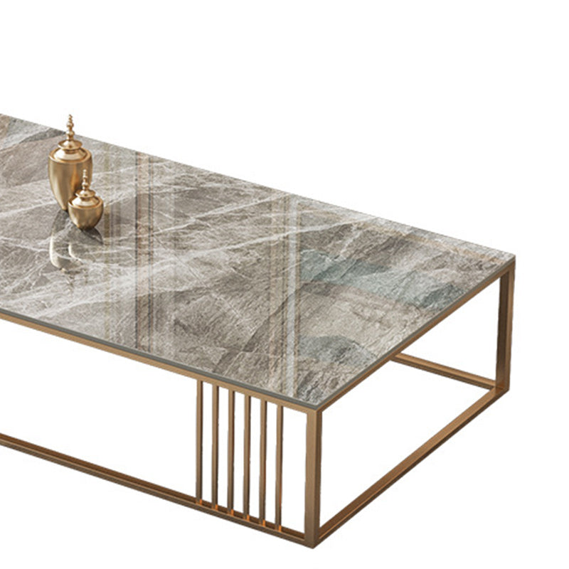Glam Rectangle Slate Coffee Table 16.53"H Steel Frame Base Cocktail Table
