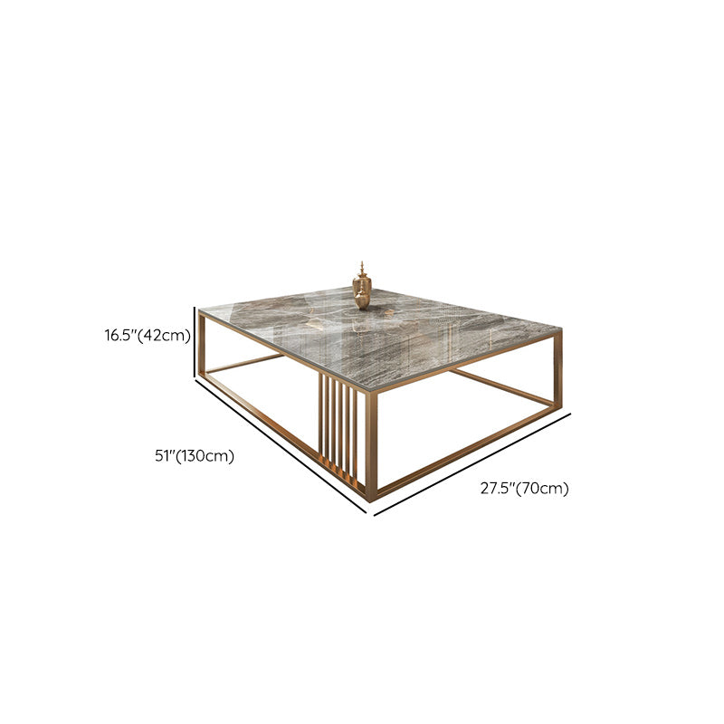 Glam Rectangle Slate Coffee Table 16.53"H Steel Frame Base Cocktail Table