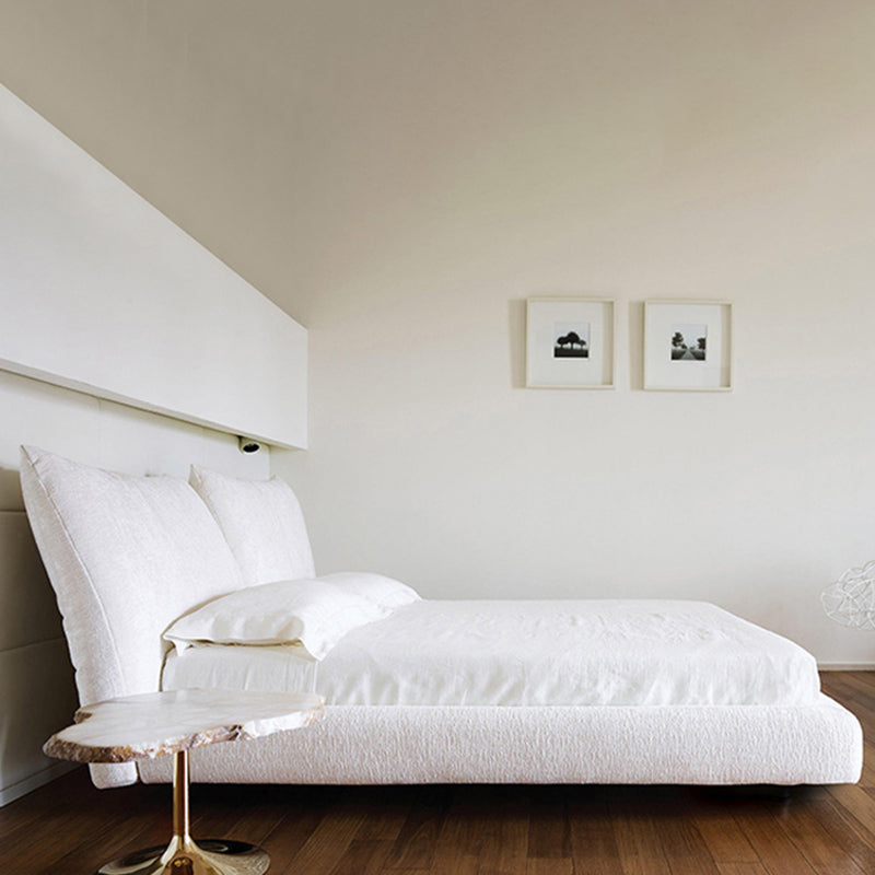 Modern Standard Bed Arched Shape Upholstered Headboard Standard Bed