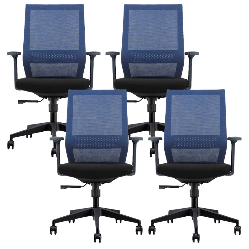 Modern Desk Chair Mesh Computer Chair in Black/Blue Mid-Back Chair with Wheels