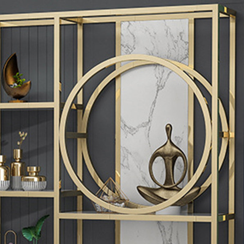 Glam Antique Finish Bookcase Metal Etagere Bookshelf with Shelves