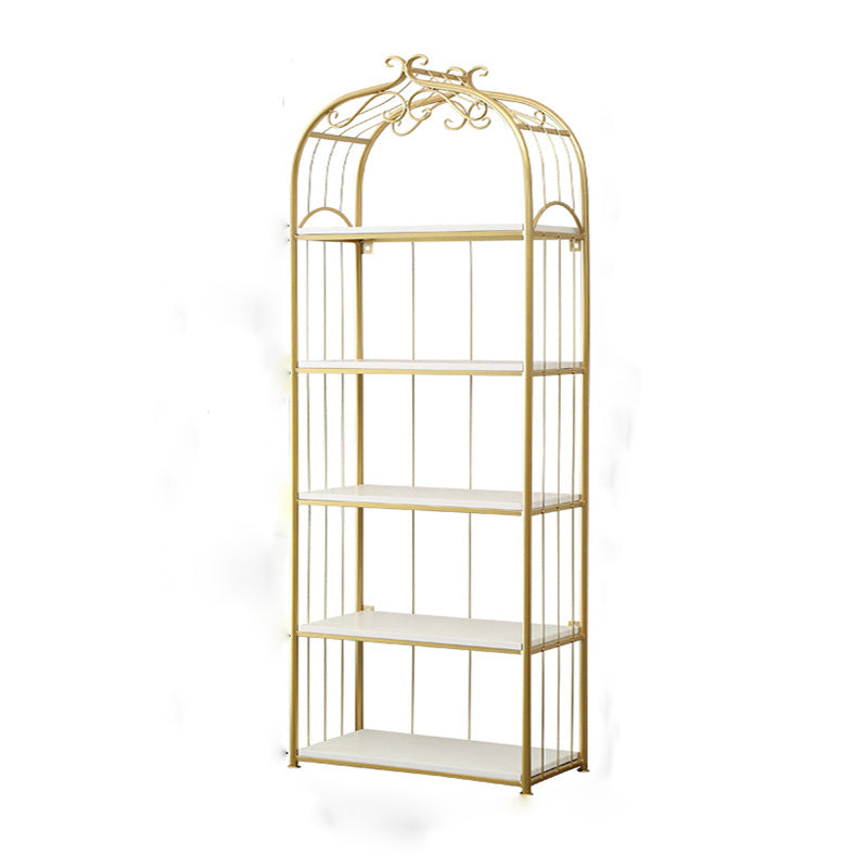 Glam Style Antique Finish Shelf Bookcase Metal Etagere Bookshelf with Shelves