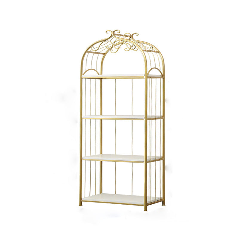 Glam Style Antique Finish Shelf Bookcase Metal Etagere Bookshelf with Shelves