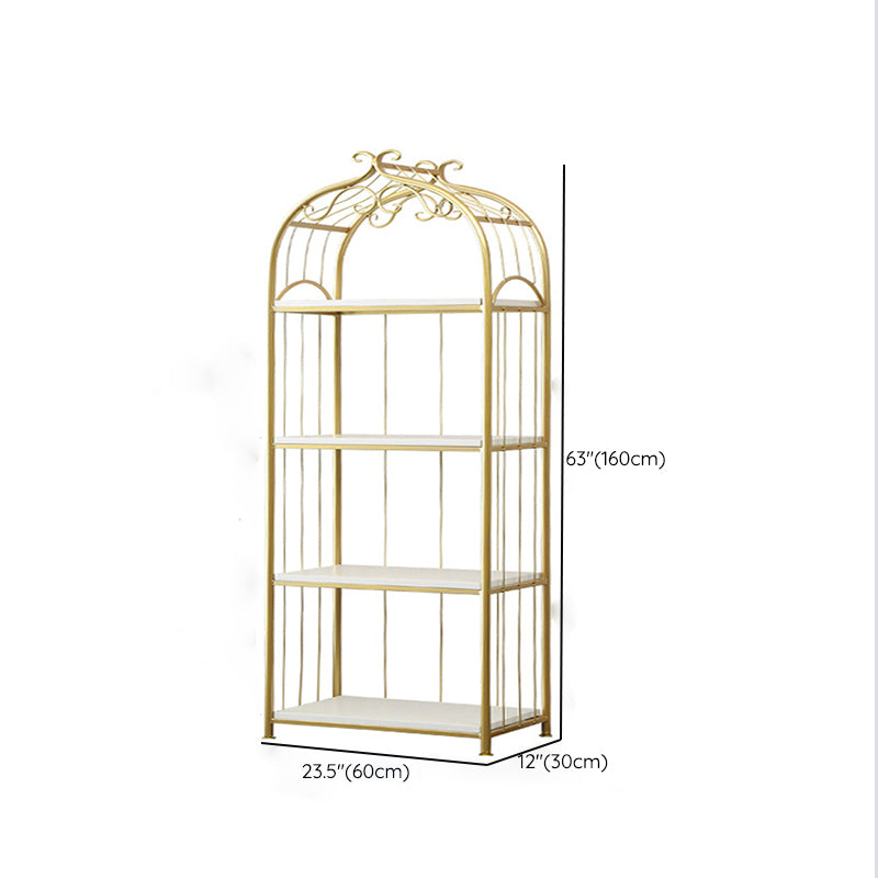 Glam Style Antique Finish Shelf Bookcase Metal Etagere Bookshelf with Shelves