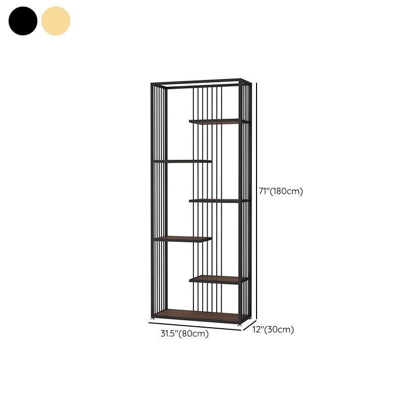 Modern Antique Finish Shelf Bookcase Metal Etagere Bookshelf with Shelves