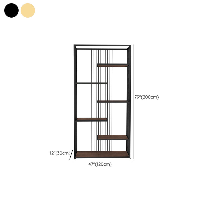 Modern Antique Finish Shelf Bookcase Metal Etagere Bookshelf with Shelves