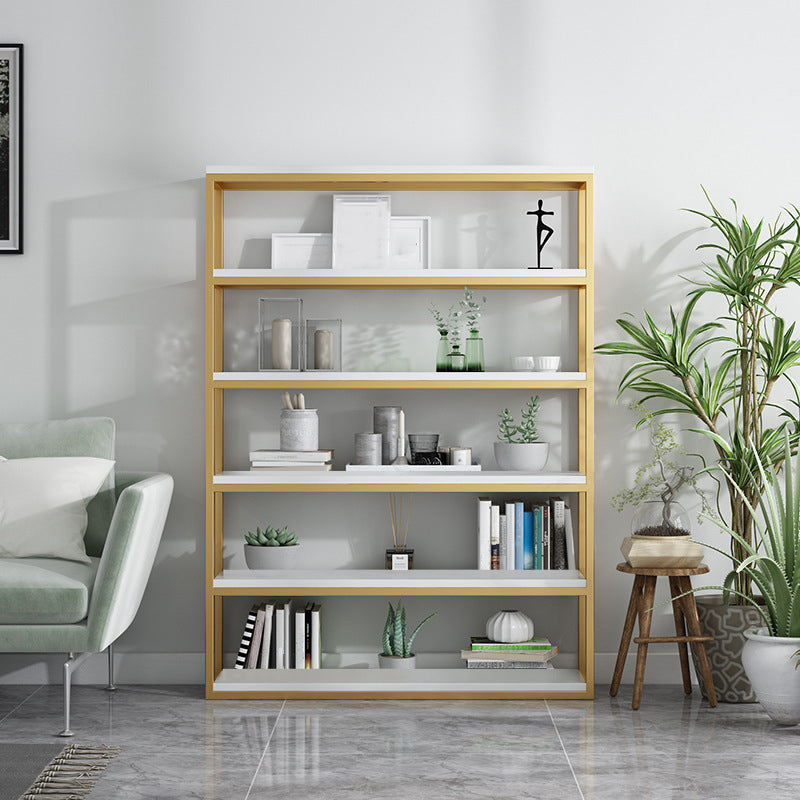 Glam Antique Finish Shelf Bookcase Metal Bookshelf with Rectangular Shelves