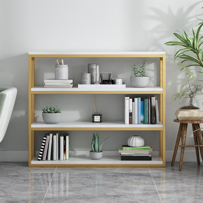 Glam Antique Finish Shelf Bookcase Metal Bookshelf with Rectangular Shelves