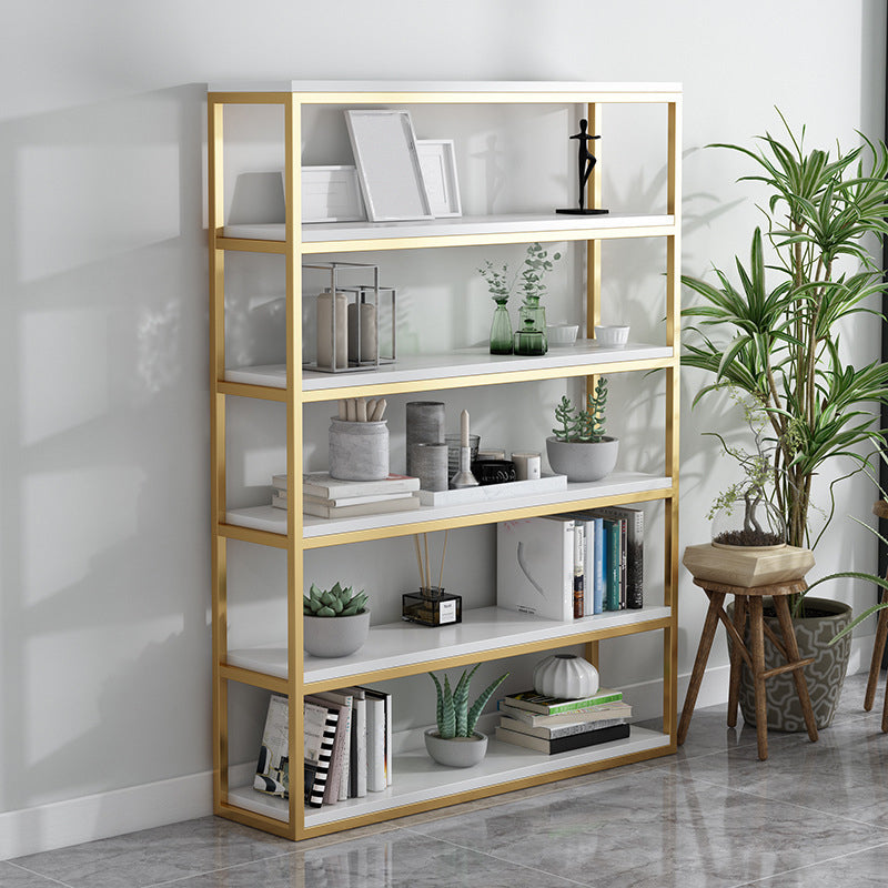 Glam Antique Finish Shelf Bookcase Metal Bookshelf with Rectangular Shelves