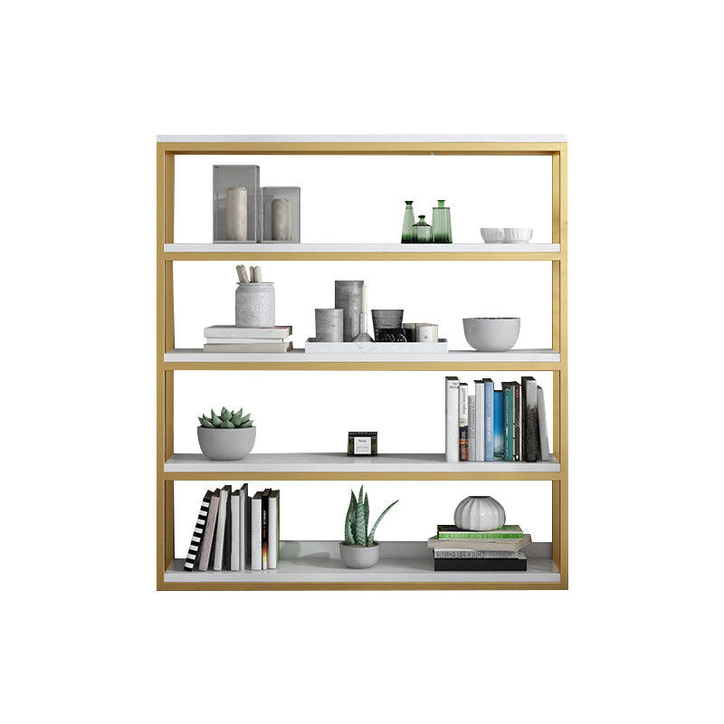 Glam Antique Finish Shelf Bookcase Metal Bookshelf with Rectangular Shelves