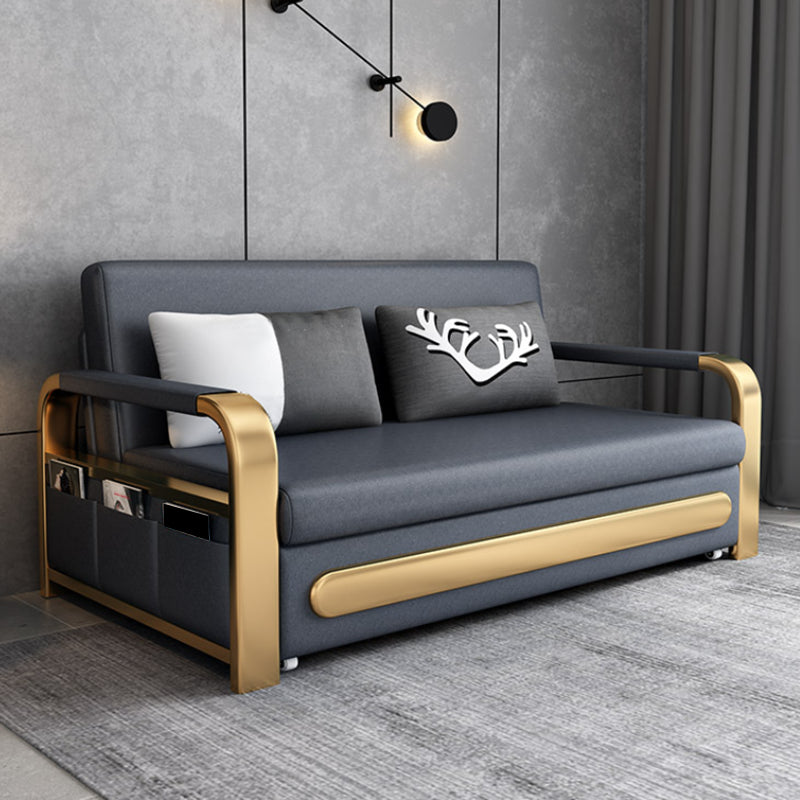 Glam Bonded Leather Futon Frame Cushion Back Square Arms Sleeper