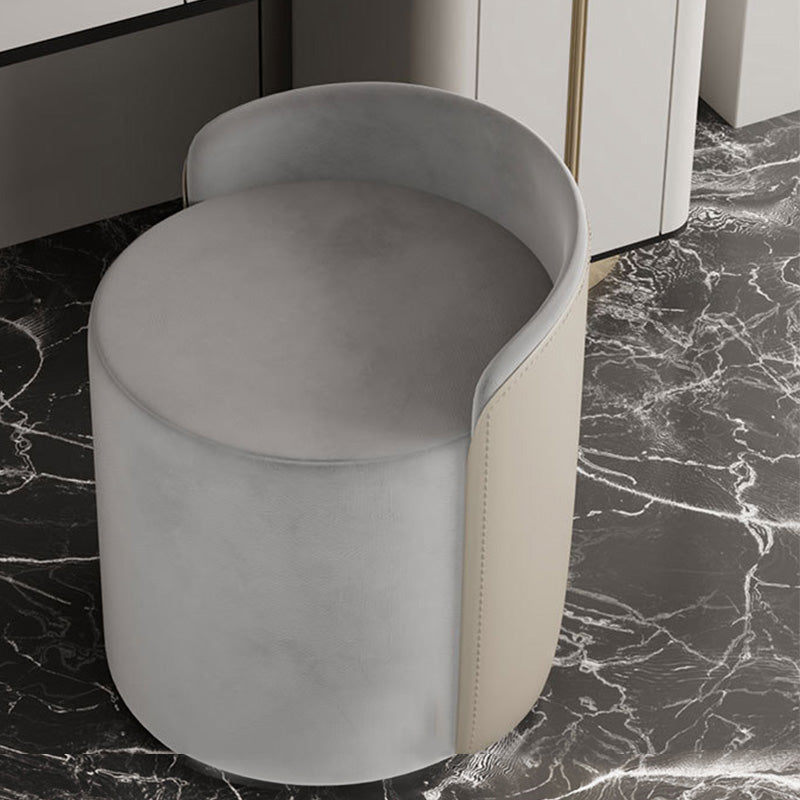 Contemporary Tear Resistant Pouf Round Grey Pouf for Living Room