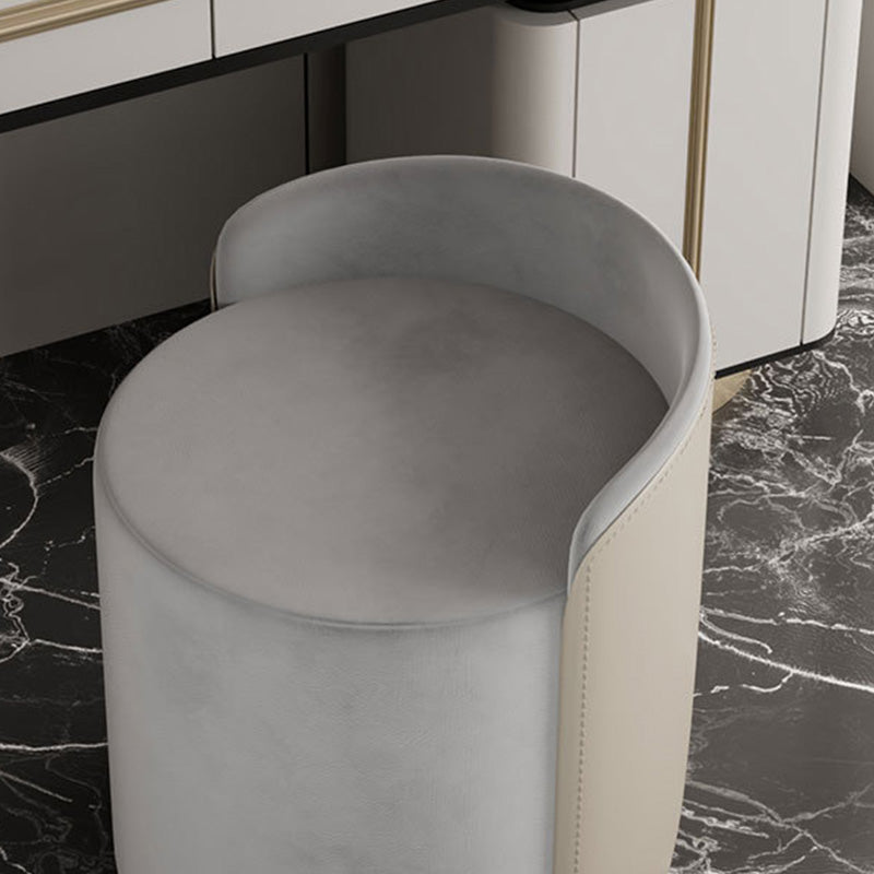 Contemporary Tear Resistant Pouf Round Grey Pouf for Living Room