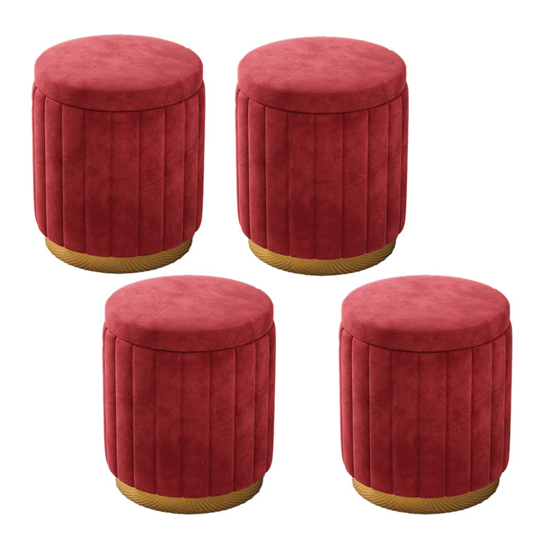 Velvet Ottoman Whole Colored Cylinder Shape Fade Resistant Ottoman with Storage