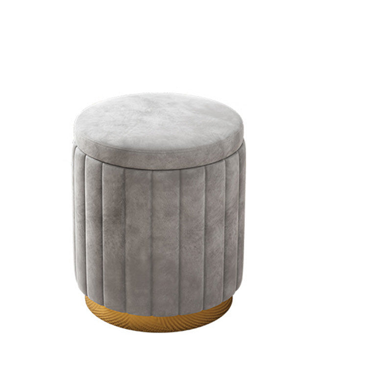 Velvet Ottoman Whole Colored Cylinder Shape Fade Resistant Ottoman with Storage