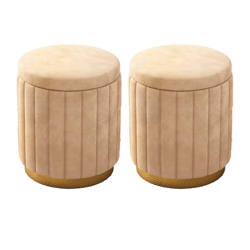 Velvet Ottoman Whole Colored Cylinder Shape Fade Resistant Ottoman with Storage