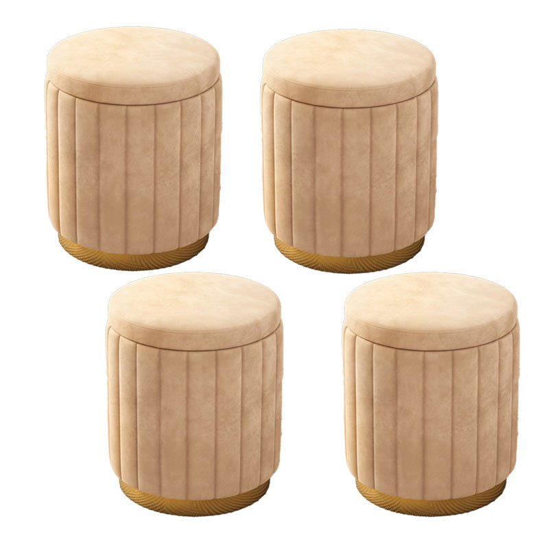 Velvet Ottoman Whole Colored Cylinder Shape Fade Resistant Ottoman with Storage
