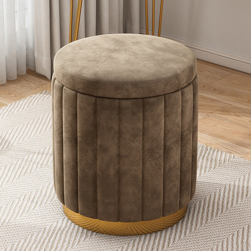 Velvet Ottoman Whole Colored Cylinder Shape Fade Resistant Ottoman with Storage