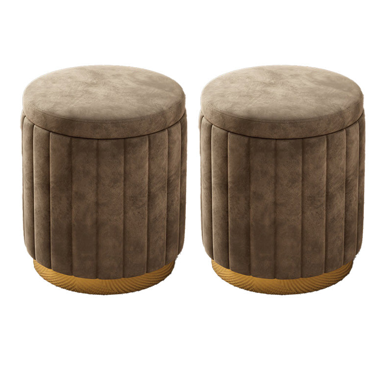 Velvet Ottoman Whole Colored Cylinder Shape Fade Resistant Ottoman with Storage