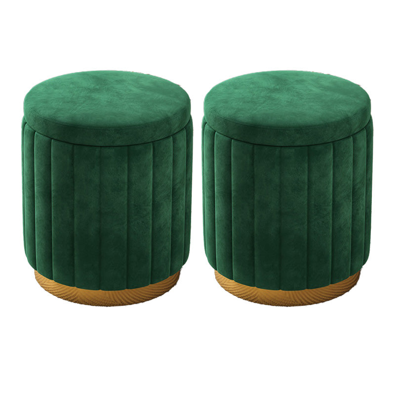 Velvet Ottoman Whole Colored Cylinder Shape Fade Resistant Ottoman with Storage