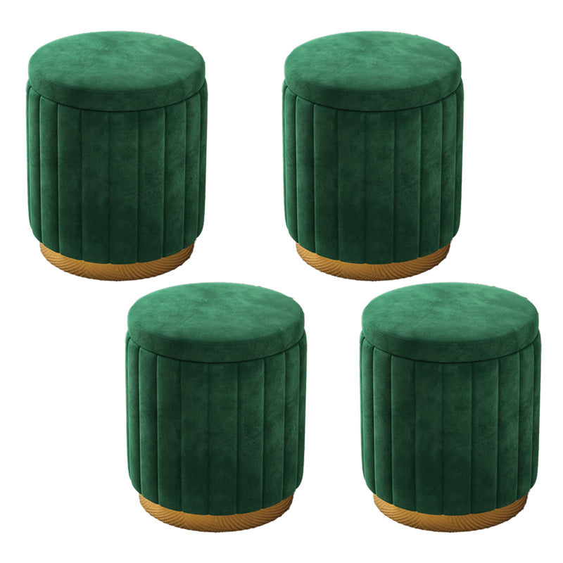 Velvet Ottoman Whole Colored Cylinder Shape Fade Resistant Ottoman with Storage
