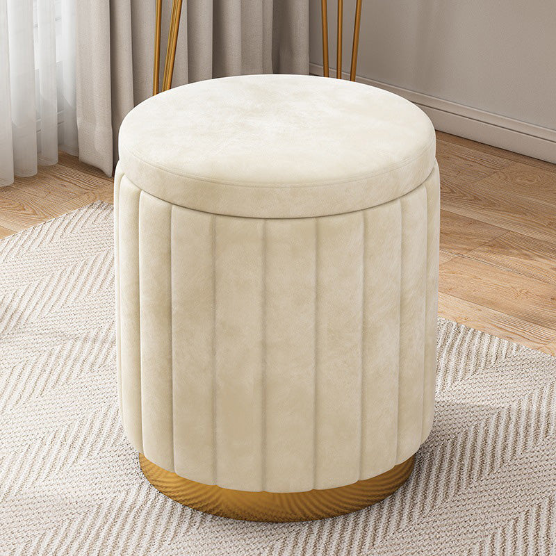 Velvet Ottoman Whole Colored Cylinder Shape Fade Resistant Ottoman with Storage