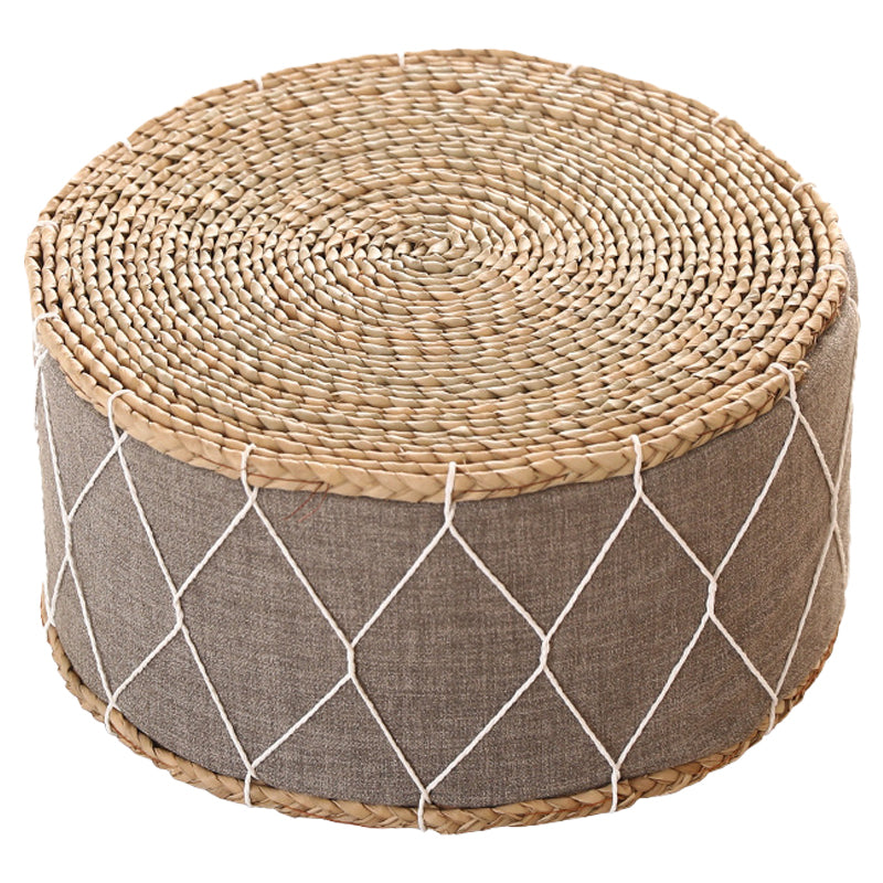 Traditional Poof Tribal Pattern Cylinder Shape Rattan Tear Resistant Pouf