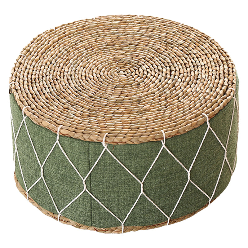 Traditional Poof Tribal Pattern Cylinder Shape Rattan Tear Resistant Pouf