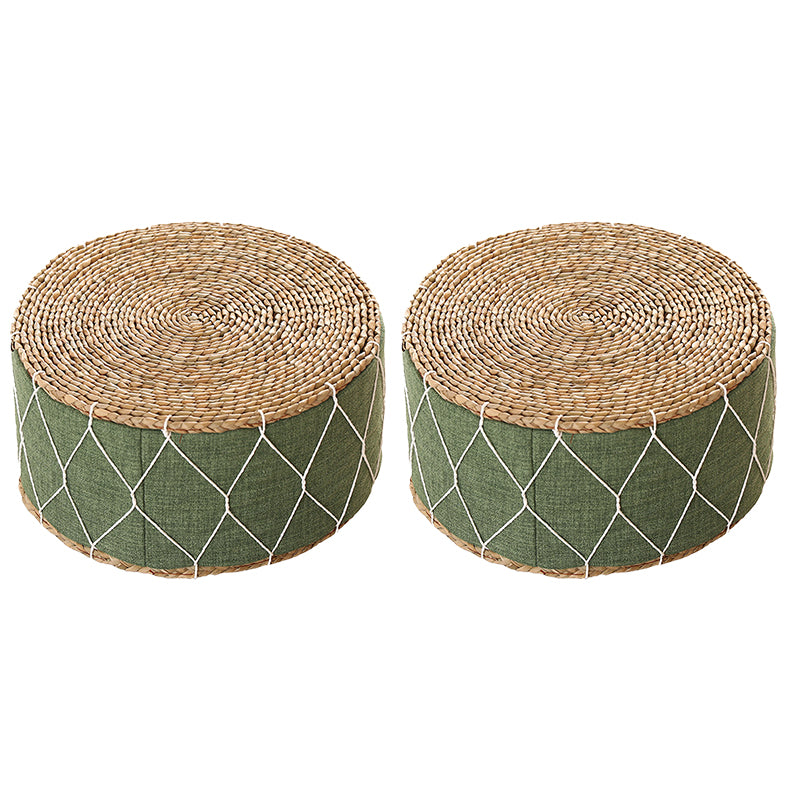 Traditional Poof Tribal Pattern Cylinder Shape Rattan Tear Resistant Pouf