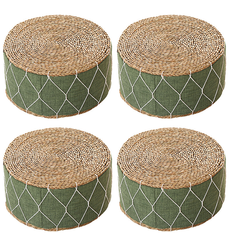 Traditional Poof Tribal Pattern Cylinder Shape Rattan Tear Resistant Pouf