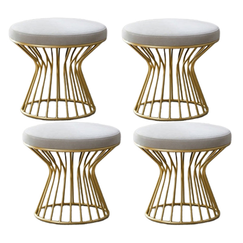 Gorgeous Ottoman Velvet Upholstered Solid Color Metal Frame Round Ottoman