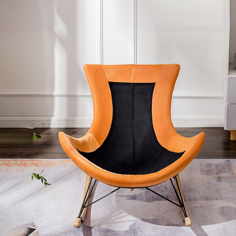 Modern Upholstered Rocker Chair Spindle Rocker Chair with Metal Frame