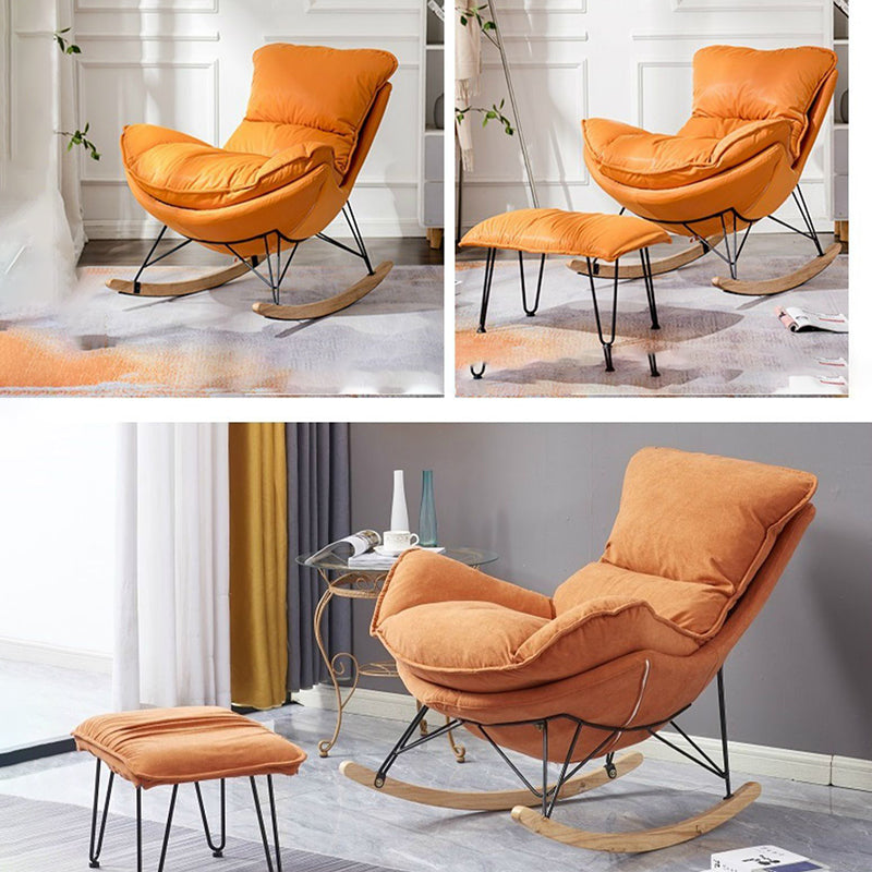 Modern Upholstered Rocker Chair Spindle Rocker Chair with Metal Frame