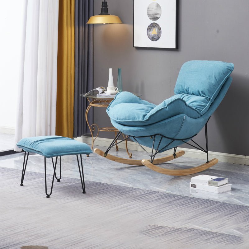 Modern Upholstered Rocker Chair Spindle Rocker Chair with Metal Frame