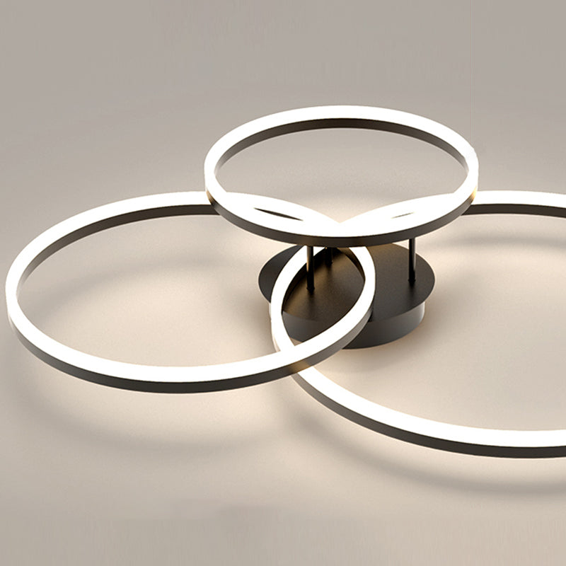 LED Circle 2 / 3 - Light Semi Flush Mount Metal and Acrylic Black Ceiling Semi Flush
