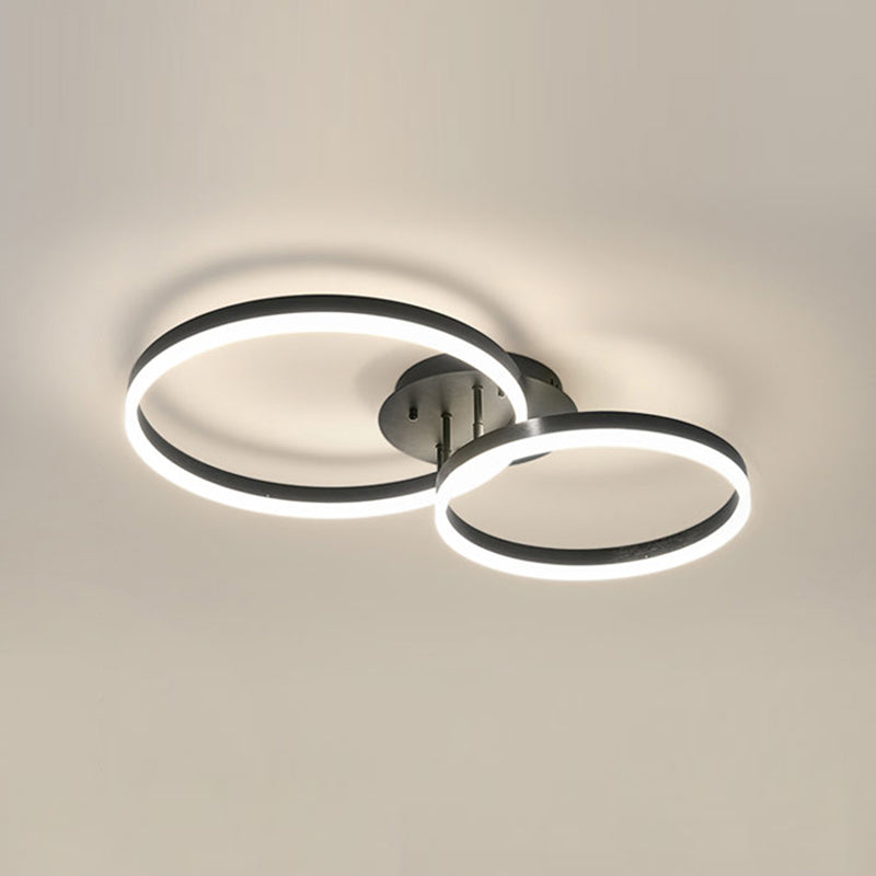 LED Circle 2 / 3 - Light Semi Flush Mount Metal and Acrylic Black Ceiling Semi Flush