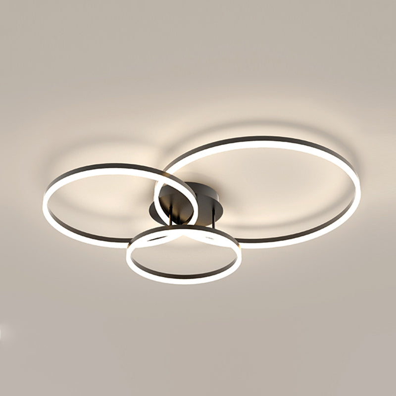 LED Circle 2 / 3 - Light Semi Flush Mount Metal and Acrylic Black Ceiling Semi Flush