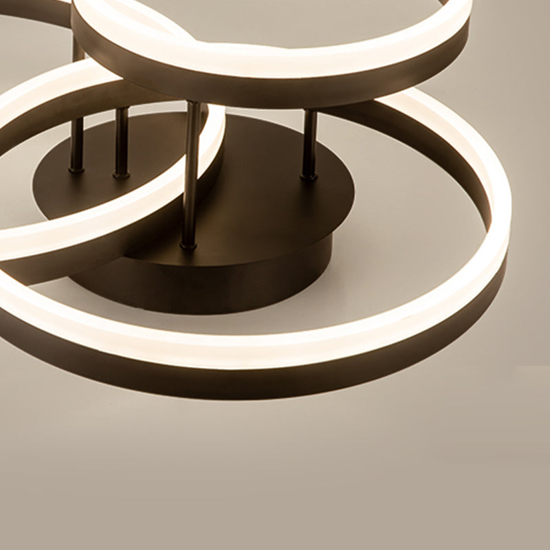 LED Circle 2 / 3 - Light Semi Flush Mount Metal and Acrylic Black Ceiling Semi Flush